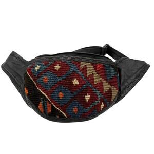 Joan & David Kilim Tapestry Leather Waist Bag Fanny Pack Vintage Boho